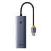 Hub 4w1 Baseus UltraJoy USB-A do USB 3.0 + RJ45 (szary)