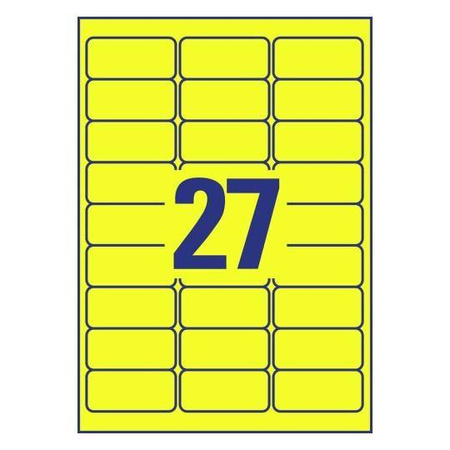 ETYKIETY SAMOPRZYLEPNE 63.5X29.6MM AVERY ZWECKFORM POLIESTROWE L6105-20 ŻÓŁTE 20ARK*27SZT