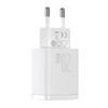 ŁADOWARKA SIECIOWA BASEUS COMPACT QUICK CHARGER, USB, USB-C, 20W (BIAŁA)
