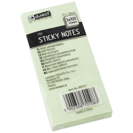 NOTES SAMOPRZYLEPNY D.RECT 51X38MM MIX KOLOR 3SZT