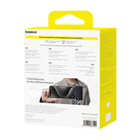 POWERBANK OS-BASEUS COMPACT IP 5000MAH 20W (CZARNY)