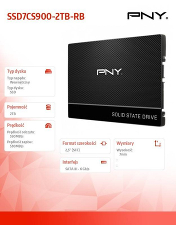 PNY DYSK SSD 2TB 2,5 SATA3 SSD7CS900-2TB-RB