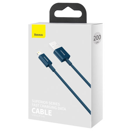 KABEL USB DO LIGHTNING BASEUS SUPERIOR SERIES, 2.4A, 2M (NIEBIESKI)