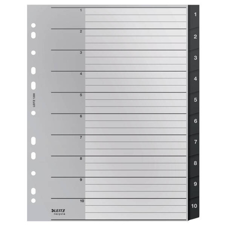PRZEKŁADKI 1-10 A4 LEITZ RECYCLE 12080000 CZARNY PP