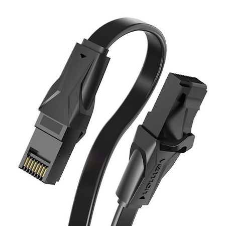 PŁASKI KABEL SIECIOWY UTP CAT. 6 VENTION IBABF RJ45 ETHERNET 1000MBPS 1M, CZARNY