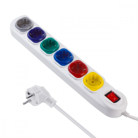 MACLEAN PRZEDŁUŻACZ 6 GNIAZD 1.5M MCE509 W 250VAC/10A BIAŁY, 2500 W, IP20