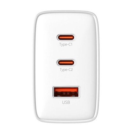 ŁADOWARKA SIECIOWA BASEUS OS-CUBE PRO 2XUSB-C + USB, 65W (BIAŁA)