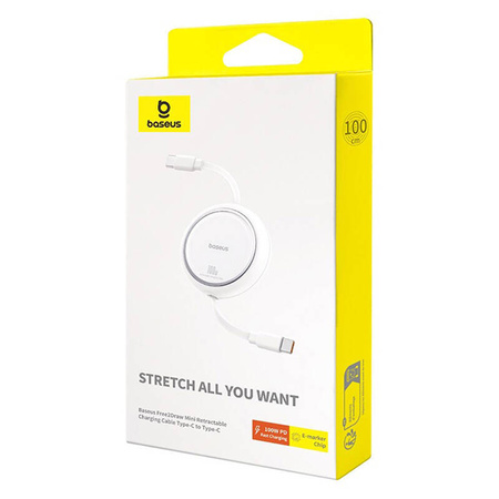 KABEL USB-C DO USB-C BASEUS FREE2DRAW, PD, 100W, 1M (BIAŁY)