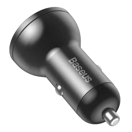 Ładowarka samochodowa BASEUS 24W 2x USB z wyświetlaczem (szara)