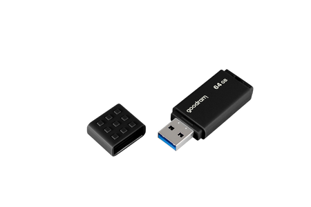 GOODRAM USB FLASH DISK, USB 3.0, 64GB, UME3, CZARNY, UME3-0640K0R11, USB A, Z OSŁONĄ
