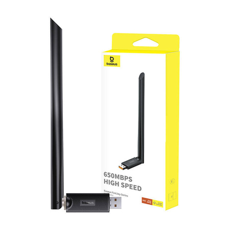 Adapter WiFi z anteną Baseus FastJoy 650Mbps (czarny)