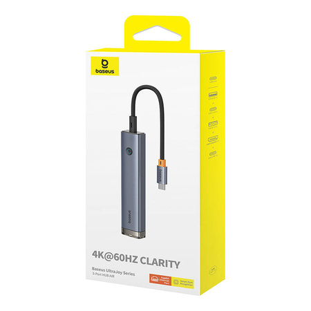 Hub BASEUS Ultra Joy 5w1 USB-C HDMI RJ45 PD (szary)