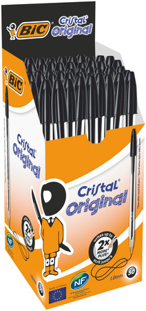 Długopis BIC CRISTAL 847897 czarny 1.0mm przezroczysta obudowa