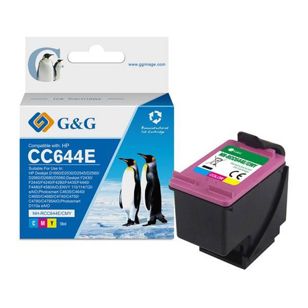 G&G KOMPATYBILNY INK / TUSZ Z CC644EE, HP 300XL, COLOR, 18ML, ML NH-RC644C/M/Y, DLA HP DESKJET D1660, DESKJET D1663, D2500, D2530,