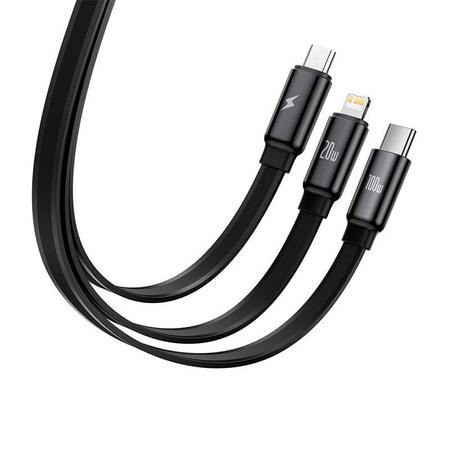 KABEL USB-C BASEUS TRACTION 3W1 USB-C / LIGHTNING / MICRO 100W 1.7M (CZARNY)