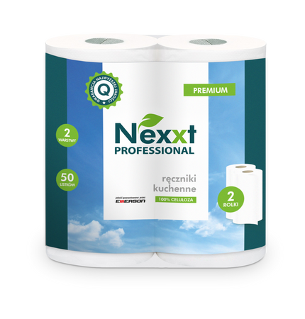 RĘCZNIK PAPIEROWY DWUWARSTWOWY CELULOZOWY EMERSON NEXXT PREMIUM BIAŁY 50 LISTKÓW 10M 2ROL
