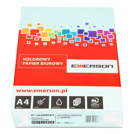 PAPIER KSERO KOLOR A4 EMERSON JASNY NIEBIESKI 80G 500 ARK