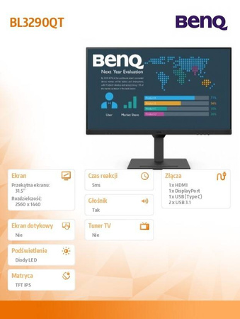 BENQ MONITOR 31.5 CALA BL3290QT 2K 4MS/IPS/75HZ/HDMI/CZARNY