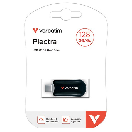 VERBATIM USB FLASH DISK, USB C, 128GB, PLECTRA, CZARNY, 30225, USB C