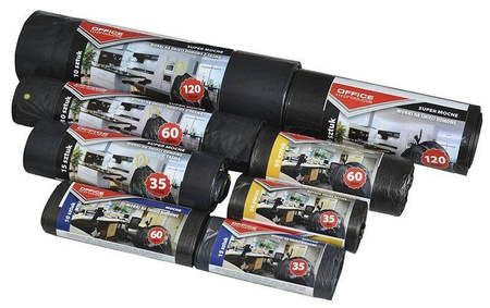 WORKI NA ŚMIECI LDPE OFFICE PRODUCTS CZARNE 120L 10SZT.