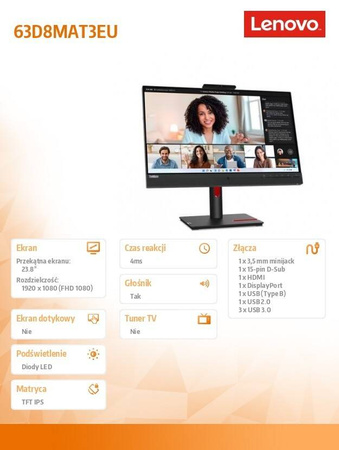 LENOVO MONITOR 23.8 CALA THINKVISION T24V-30 WLED LCD 63D8MAT3EU