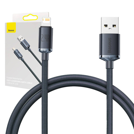 KABEL USB DO LIGHTNING BASEUS CRYSTAL SHINE, 2.4A, 1.2M (CZARNY)