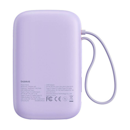 POWERBANK BASEUS QPOW 2 10000MAH 30W 2XUSB-C (FIOLETOWY)