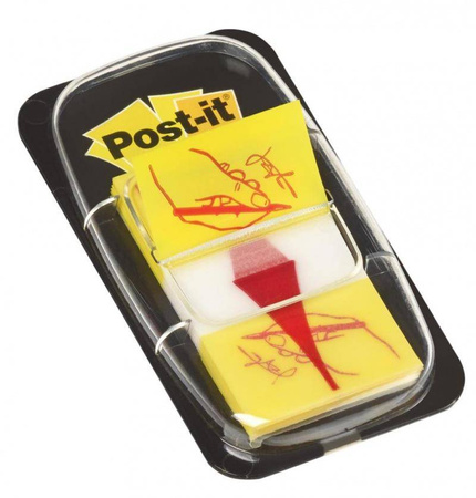 ZAKŁADKI INDEKSUJĄCE FOLIOWE 25,4X43,2MM 3M POST-IT® Z NADRUKIEM „RĘKA+OŁÓWEK” 680-31 50SZT