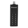 VERBATIM USB FLASH DISK, USB 3.0, 128GB, KEYPAD SECURE, CZARNY, 49432, USB C, 256BITOWE SZYFROWANIE AES, LED