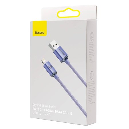 Kabel BASEUS Crystal Shine USB-A-Lightning 2m (fioletowy)