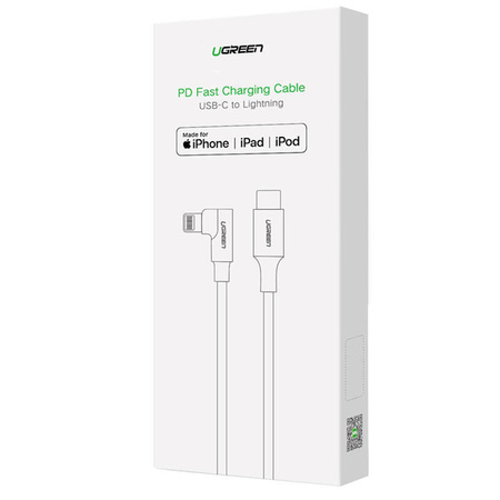 KABEL LIGHTNING DO USB-C 2.0 KĄTOWY UGREEN US305, 3A, 1.5M (CZARNY)