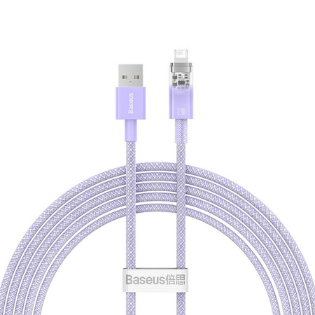 KABEL SZYBKO ŁADUJĄCY BASEUS USB-A DO LIGHTNING EXPLORER SERIES 2M, 2.4A (FIOLETOWY)
