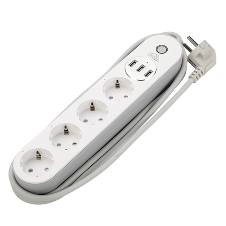 LISTWA ZASILAJĄCA 10A AC-4 / USB-3 DGM PS-W1043 1100W - 2300W AC 110V-230V; 50/60HZ WIFI 2.4