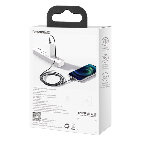 KABEL USB-C DO LIGHTNING BASEUS SUPERIOR SERIES, 20W, PD, 2M (CZARNY)