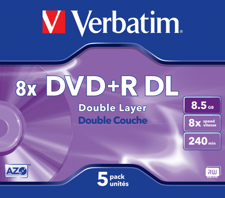 PŁYTA DVD+R 8,5GB 8X VERBATIM DATALIFE PLUS 43541 JEWEL 5 SZT.