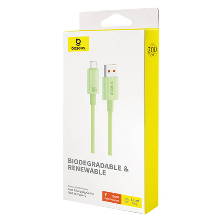 Kabel szybko ładujący Baseus USB do USB-C Habitat Series 100W, 2m (zielony)