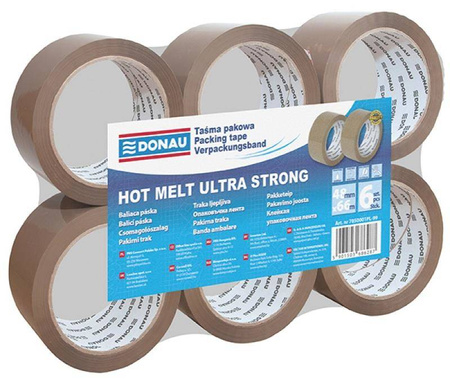 TAŚMA PAKOWA HOT MELT 48MMX66M DONAU BRĄZOWA 50MIC