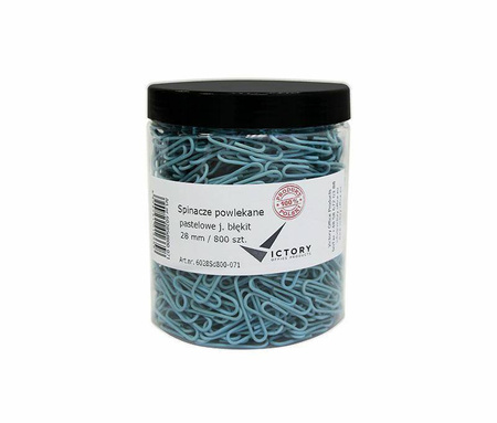 SPINACZE OKRĄGŁE 28MM VICTORY OFFICE PRODUCTS 6028SD800-071 PASTELOWE JASNONIEBIESKIE METALOWEPOWLEKANE W SŁOIKU DUŻYM 800SZT