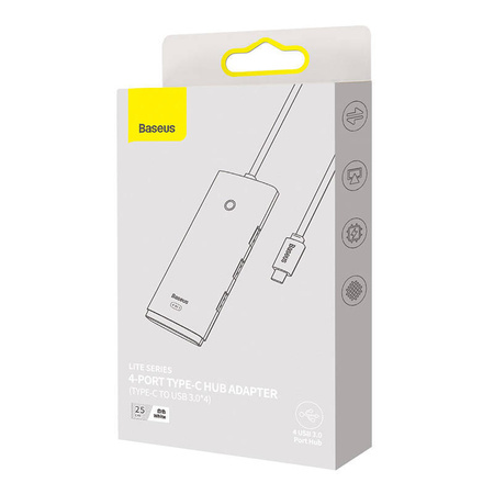HUB 4W1 BASEUS LITE SERIES USB-C DO 4X USB 3.0 + USB-C, 25CM (BIAŁY)