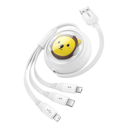KABEL ŁADOWANIA 3W1 BASEUS USB DO USB-C, USB-M, LIGHTNING 3,5A, 1,1M (WHITE)