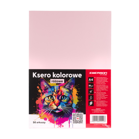 PAPIER KSERO KOLOR A4 EMERSON RÓŻOWY 80G 50 ARK