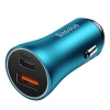 Ładowarka samochodowa Baseus Golden Contactor Max, USB + USB-C, 60W (niebieska)