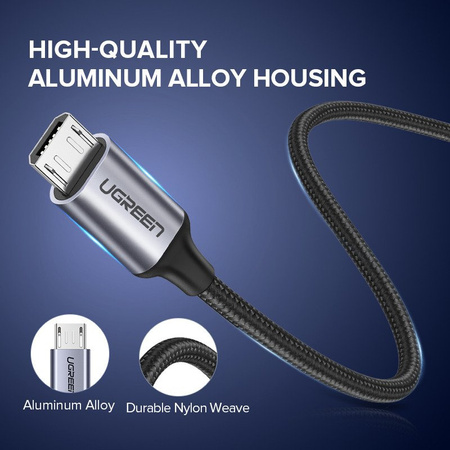 Kabel USB do Micro USB UGREEN  US290 QC 3.0 2.4A 2m (czarny)