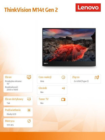 LENOVO MONITOR 14 CALI THINKVISION WLED LCD 63FDUAT6WL