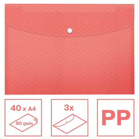 TECZKA KOPERTOWA A4 ESSELTE COLOUR'BREEZE 628489 KORALOWY PP 3SZT