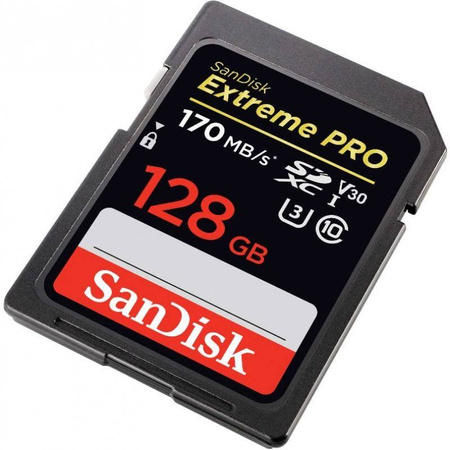 SANDISK KARTA PAMIĘCI EXTREME PRO SDXC 128GB 170/90 MB/S V30 UHS-I U3
