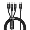 Kabel BASEUS Rapid Series USB-A-micro USB/Lightning/USB-C 1.5m (czarny)