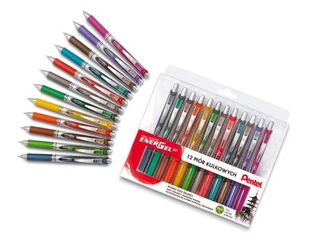 DŁUGOPIS KULKOWY PENTEL ENERGEL BL77-ST12PL MIX*12 12SZT