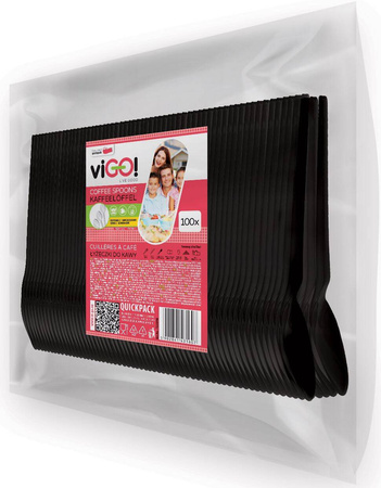 ŁYŻECZKI PS 12CM CZARNE 100SZT QUICKPACK VIGO! 7324990