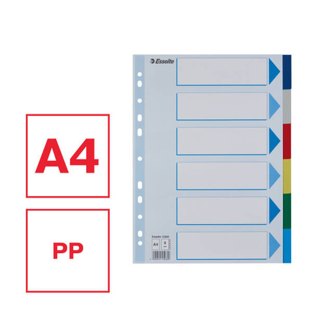 PRZEKŁADKI A4 ESSELTE 15260 MIX PP 6SZT